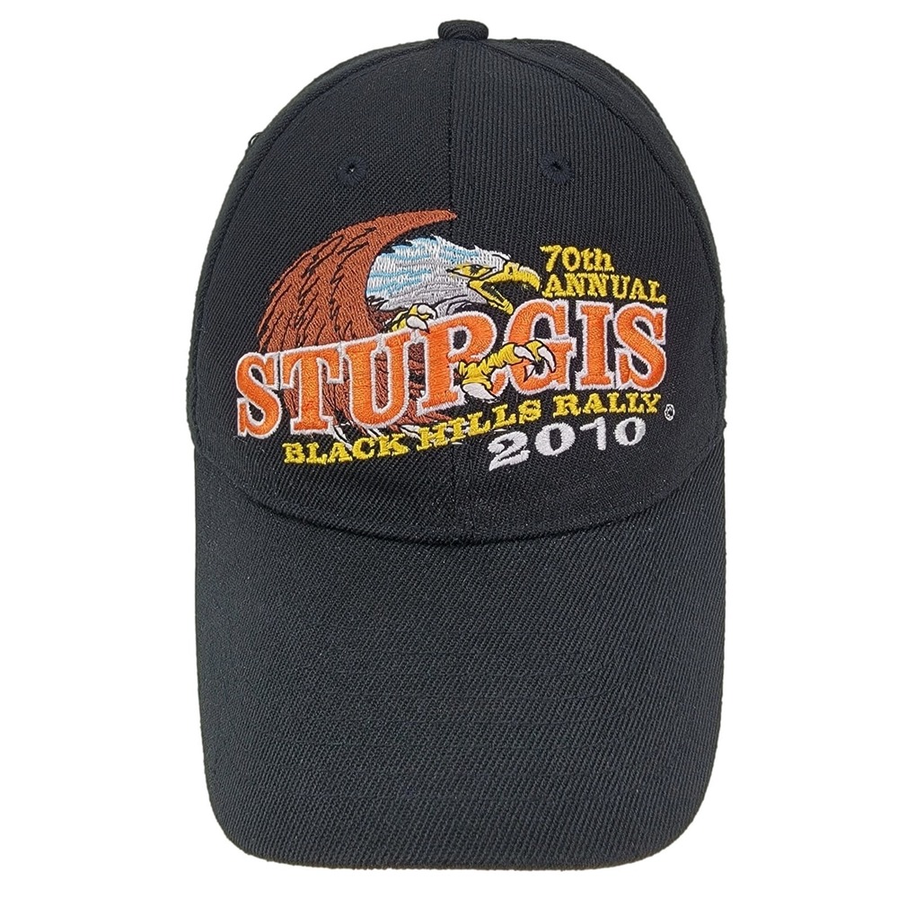 Sturgis Black Hills Rally 2010 Hat Mens 70th Anniversary Black Orange‎ Biker Cap